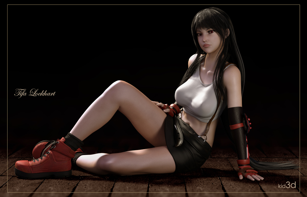 A quite fine and very neat looking 3D model of Tifa from Final Fantasy 7 in...