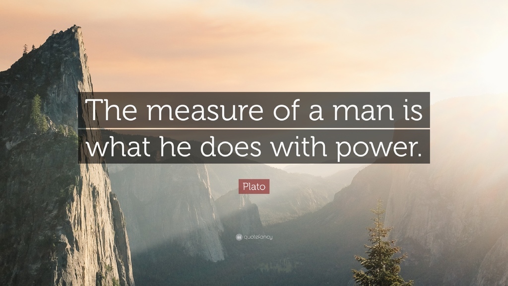 AI caption: the measure of a man is what he does with power, a mountain scene