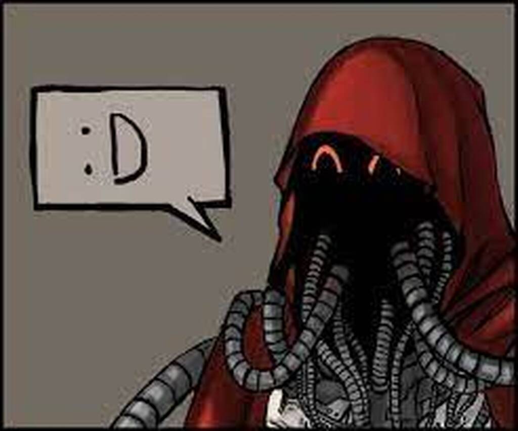 AI caption: a comic with a hooded man with a speech bubble, comic book