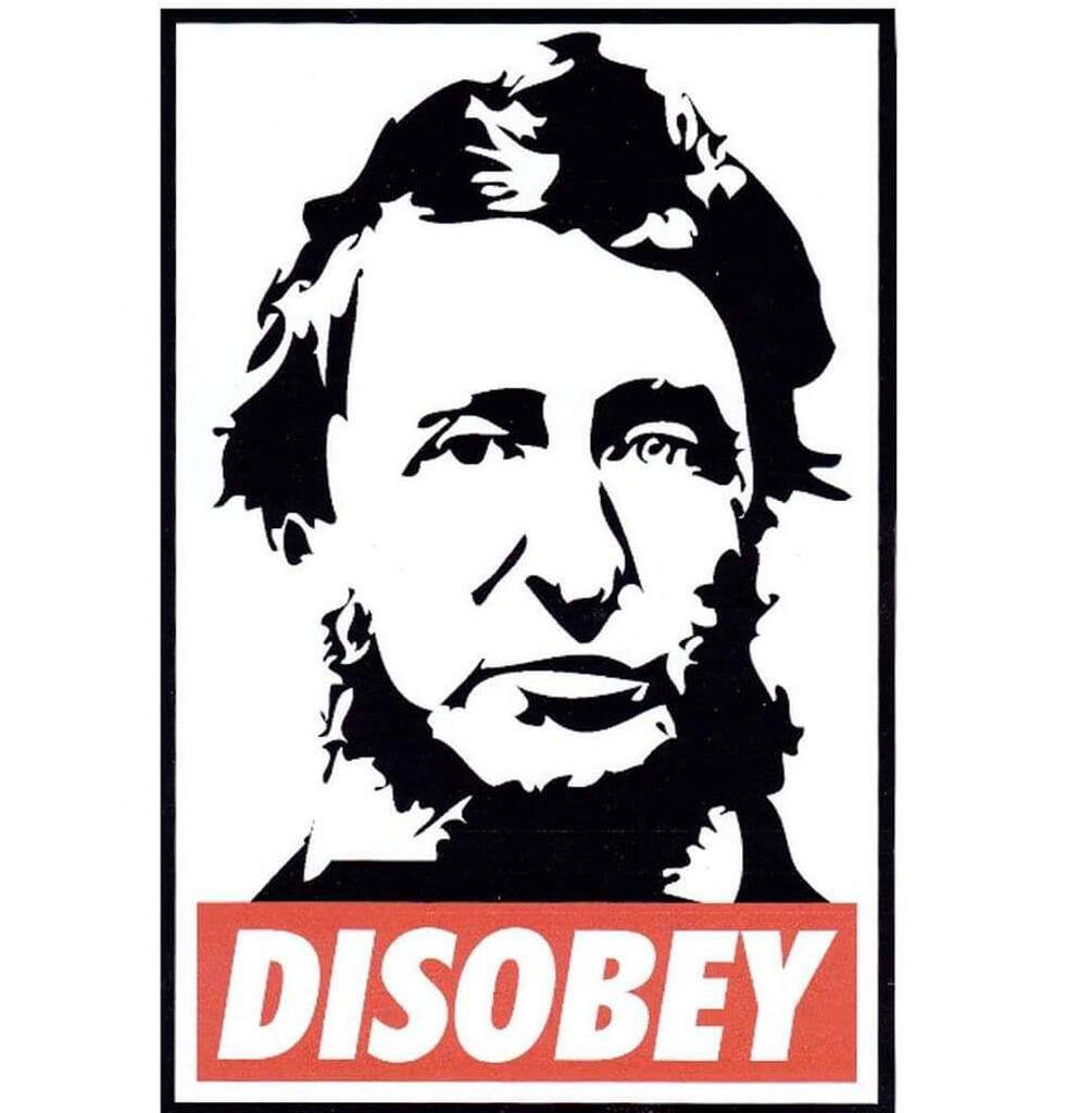 AI caption: a poster with the words disobey on it, black and white