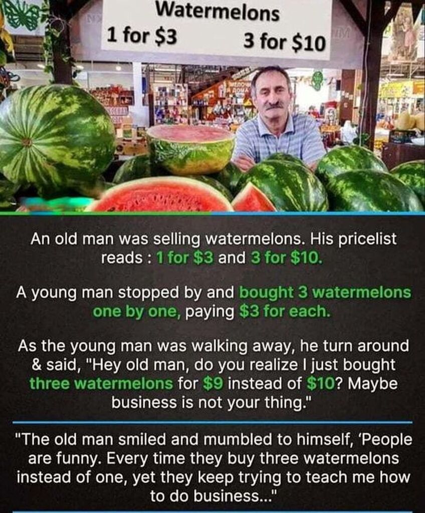 AI caption: a man selling watermelons in a market, poster