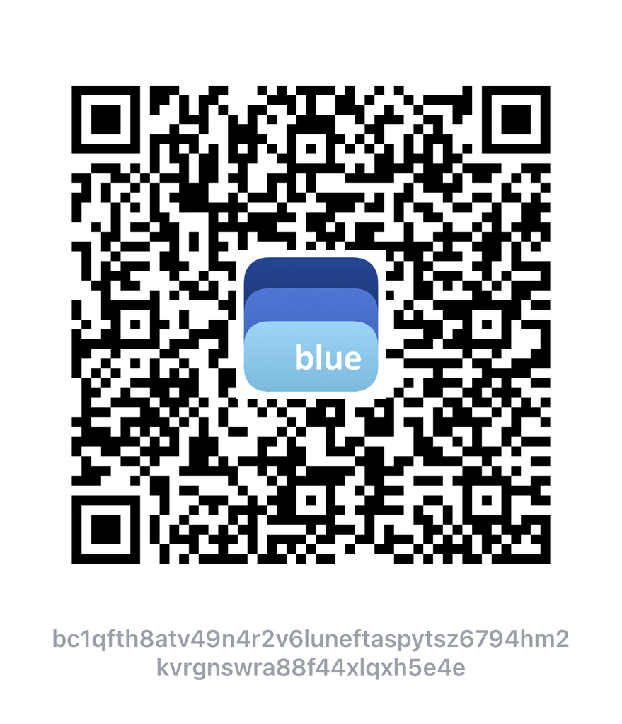 AI caption: blue qr code with the blue logo, blue
