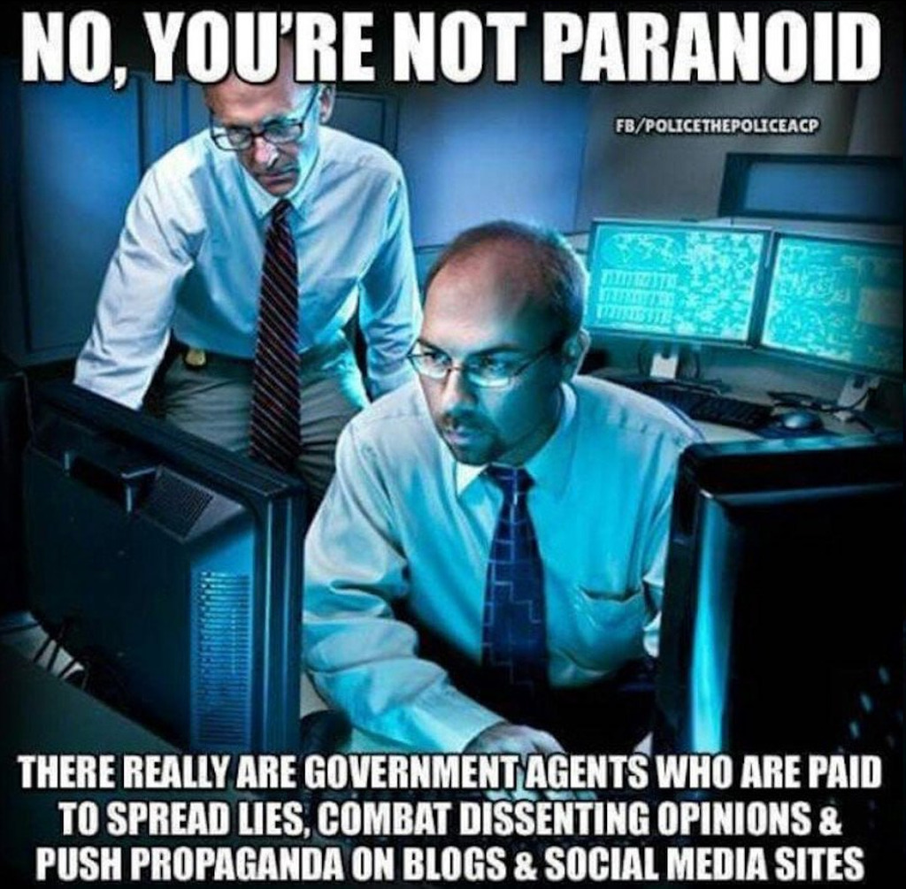 AI caption: two men are sitting at computers with the words no you're not paranoid, comic
