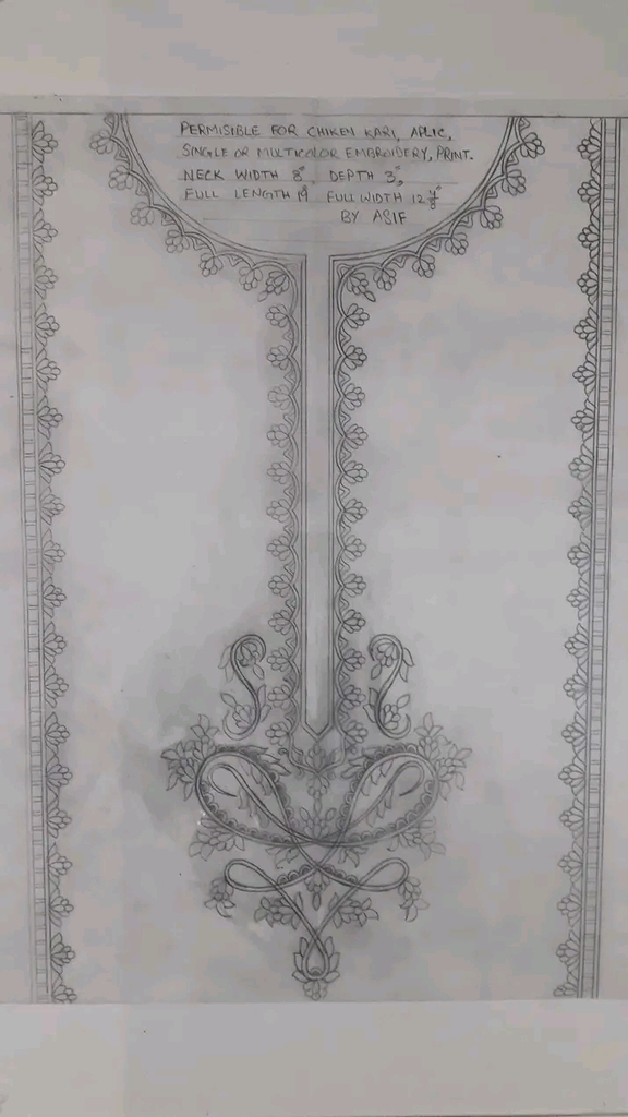 AI caption: a drawing of a dress with a pattern, a stipple