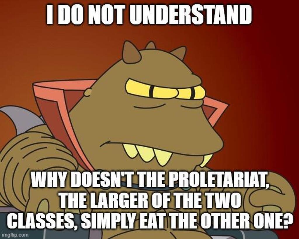 AI caption: a cartoon with the words, i do not understand why doesn't the protorat, the larger simply eat one, cartoon