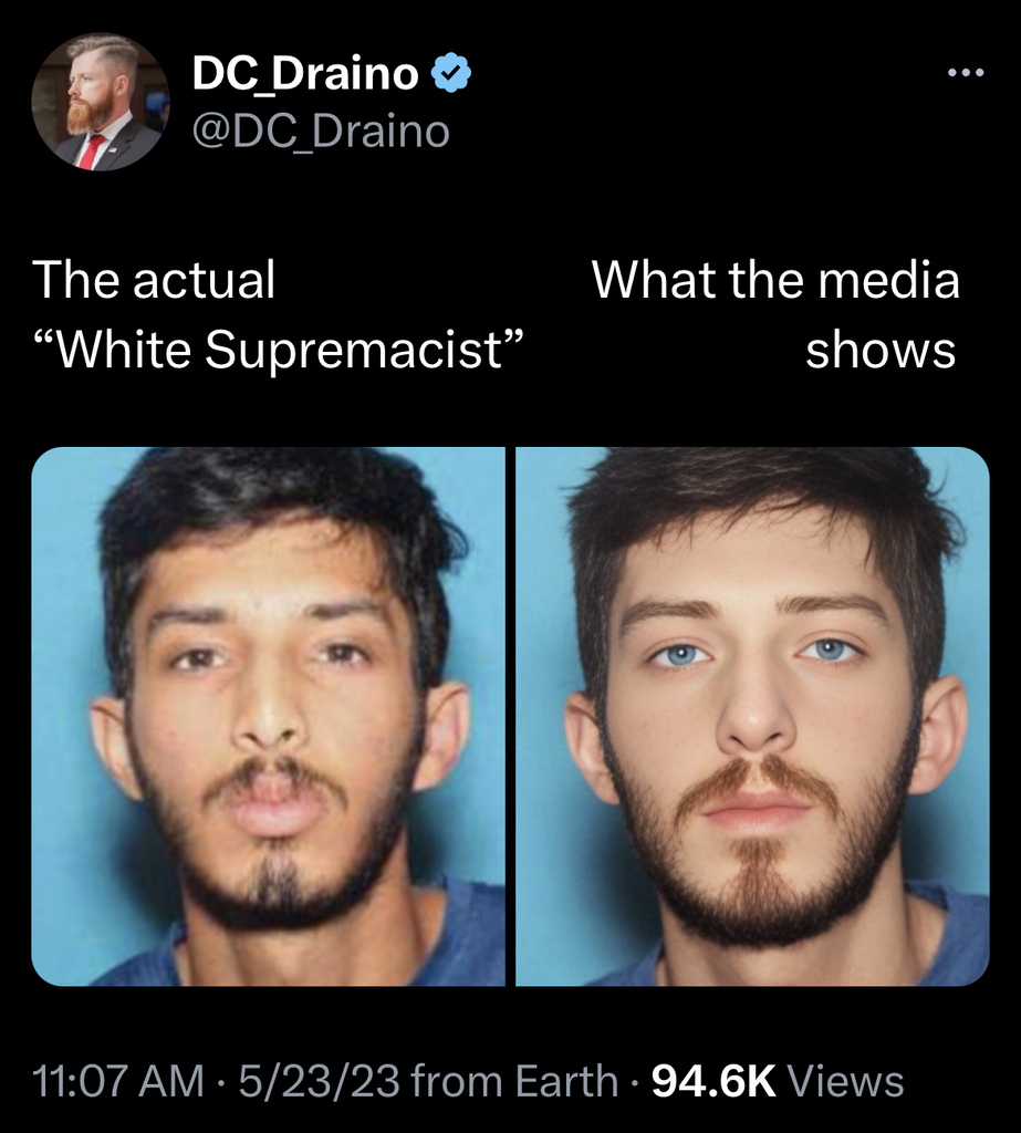 AI caption: dc draino's actual media white supremacist, a black and white image