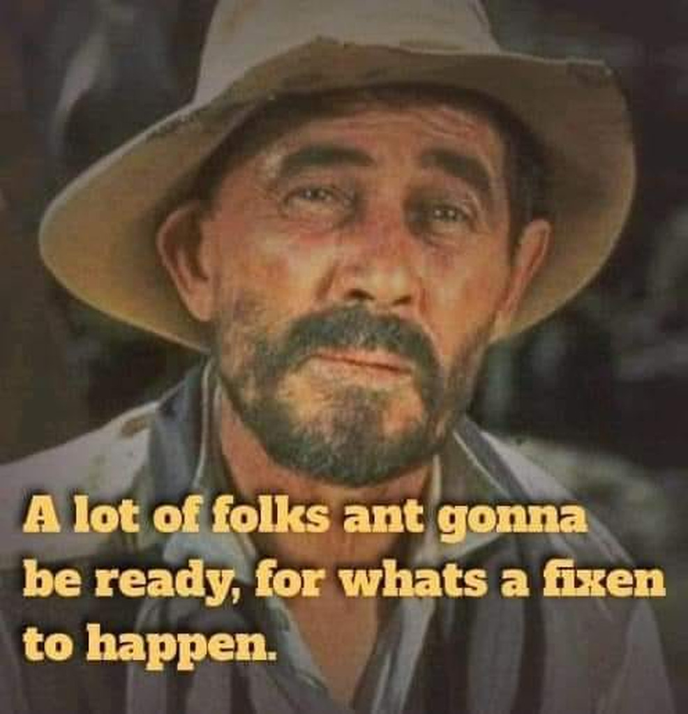 AI caption: a man in a hat with a quote saying a lot of folk ain't gonna be ready for what's fixed to happen, portrait