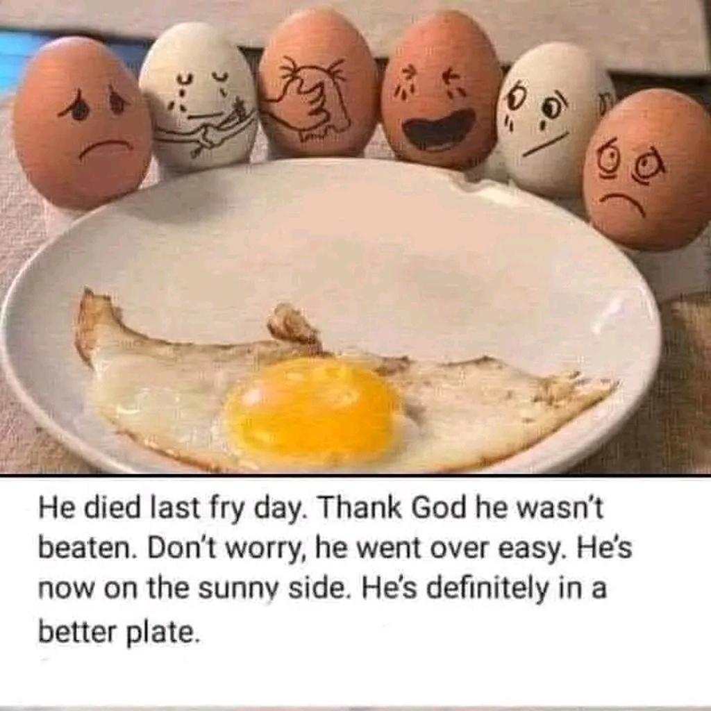 AI caption: a plate with eggs on it with a funny message, cartoon