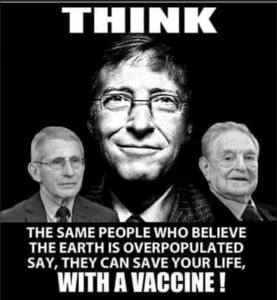 AI caption: bill gates think the same people believe the earth is overpopulated, poster