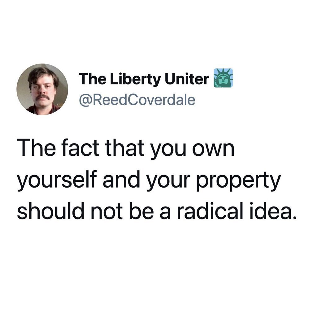 AI caption: the liberty union fact that your own property yourself should not be a radical idea, text