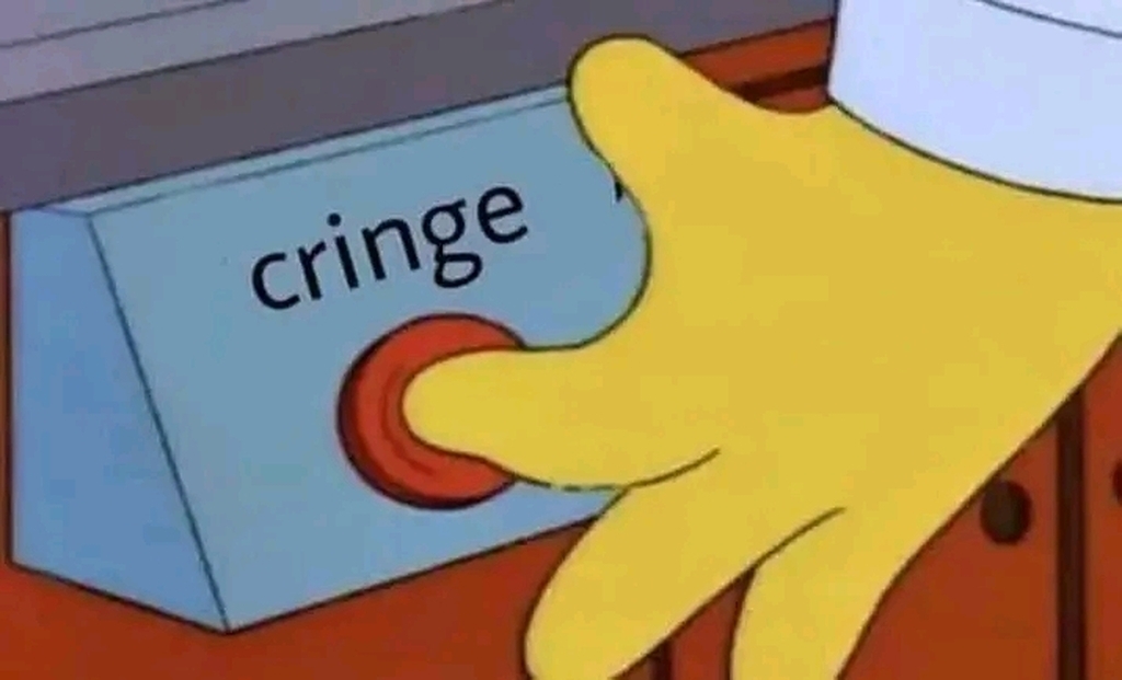 AI caption: a hand is pushing a button that says crimge, cartoon