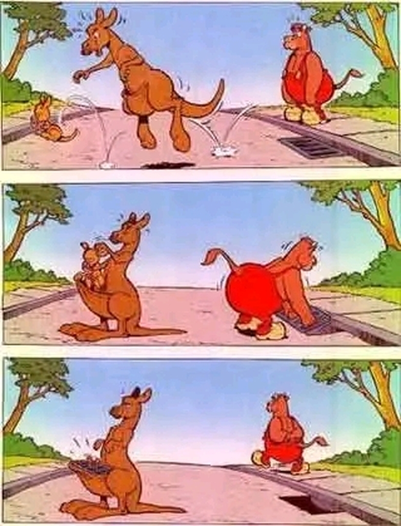 AI caption: cartoons of kangaroos and a dog, cartoon