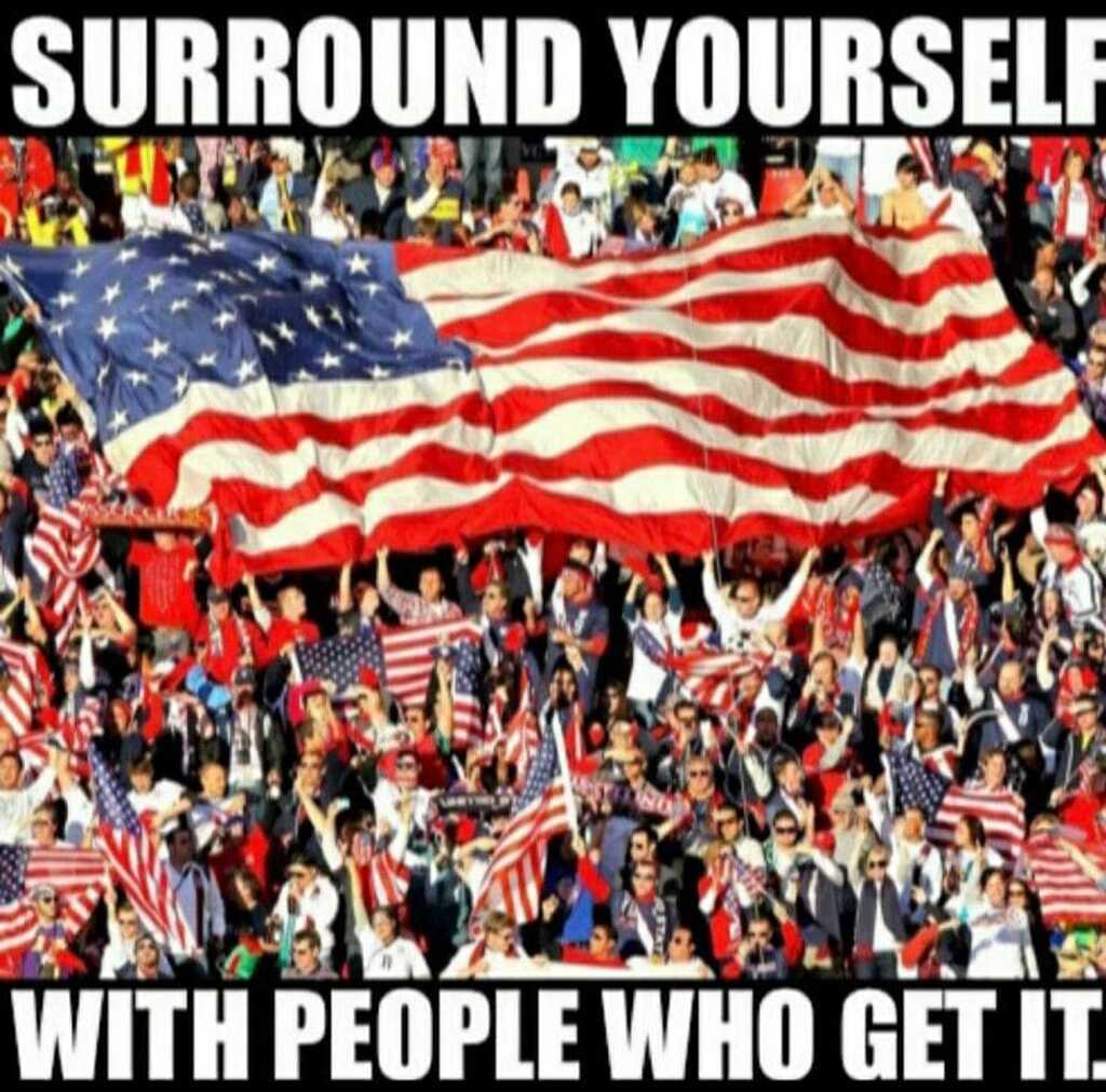 AI caption: a group of people with an american flag, cartoon