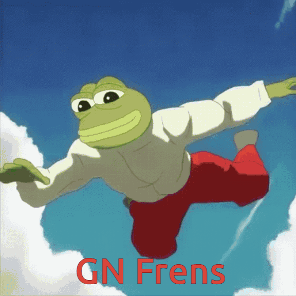 AI caption: a cartoon frog flying in the air with the words cn frens, cartoon