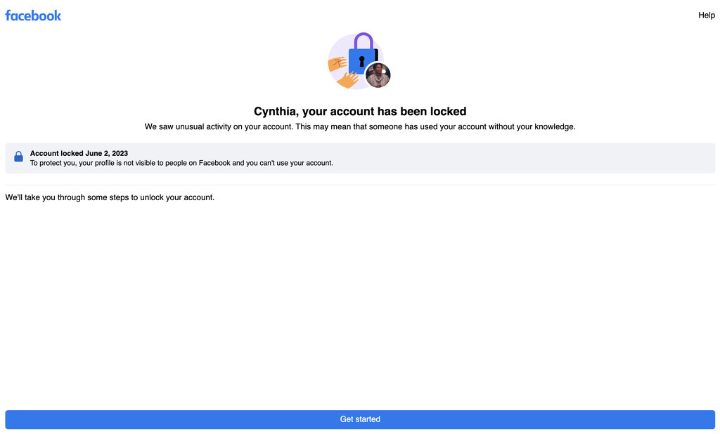 AI caption: facebook account login screen, flat