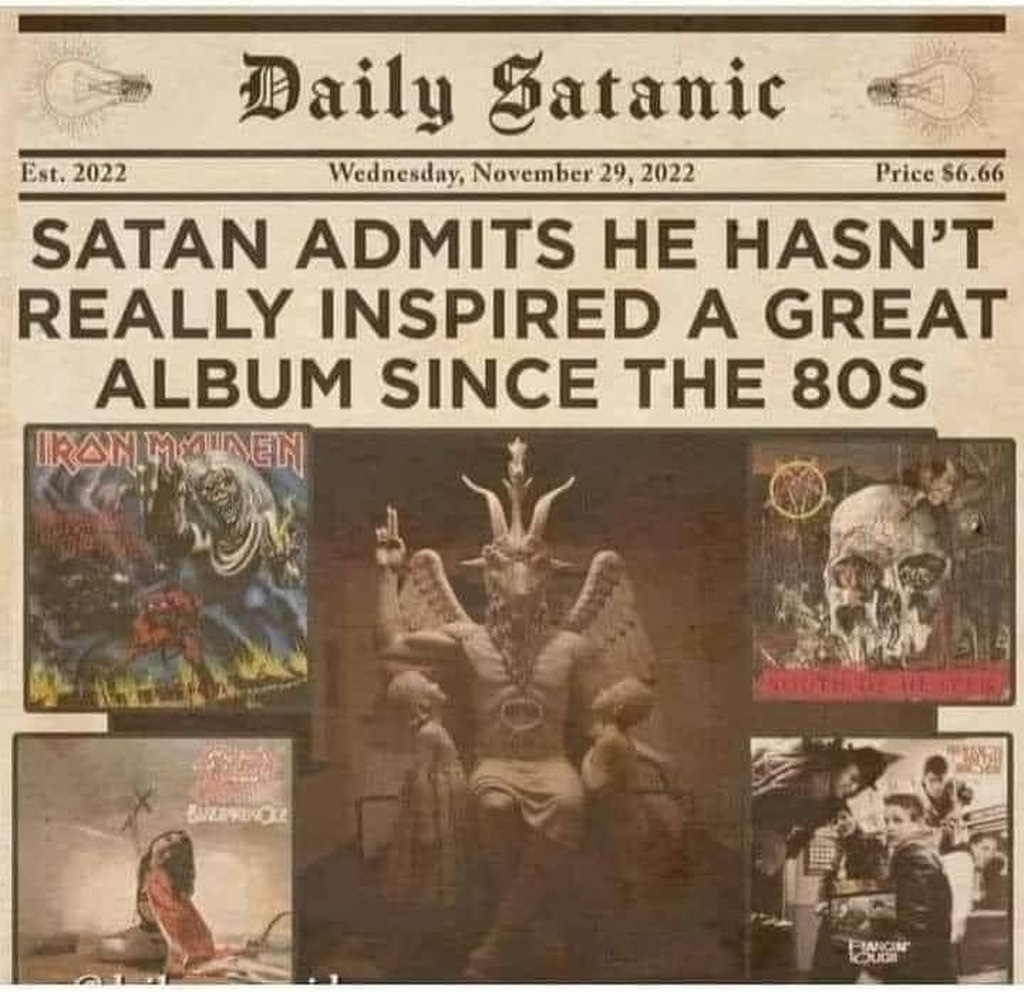 AI caption: satan admits really inspired a great album since the 80s, newspaper