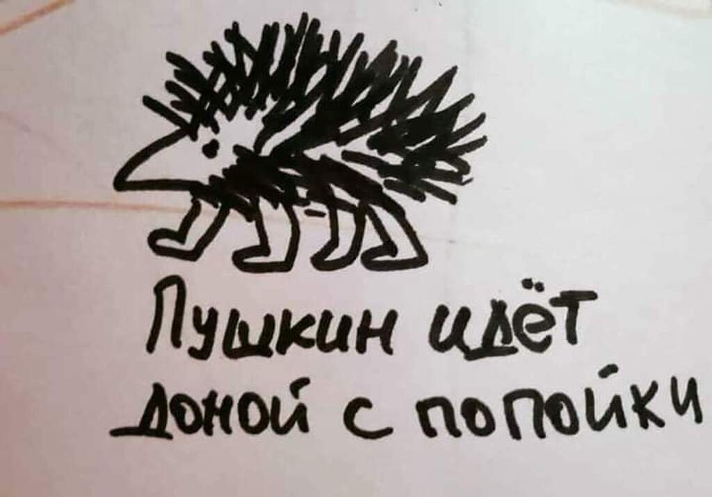 AI caption: a drawing of a hedgehog with the words уан уан, hand drawn