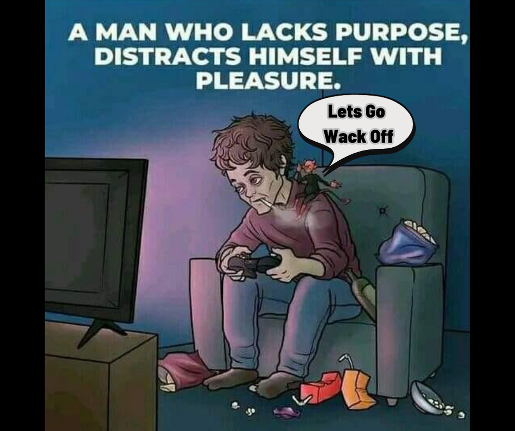 AI caption: the man who loses purpose, distracts himself with pleasure