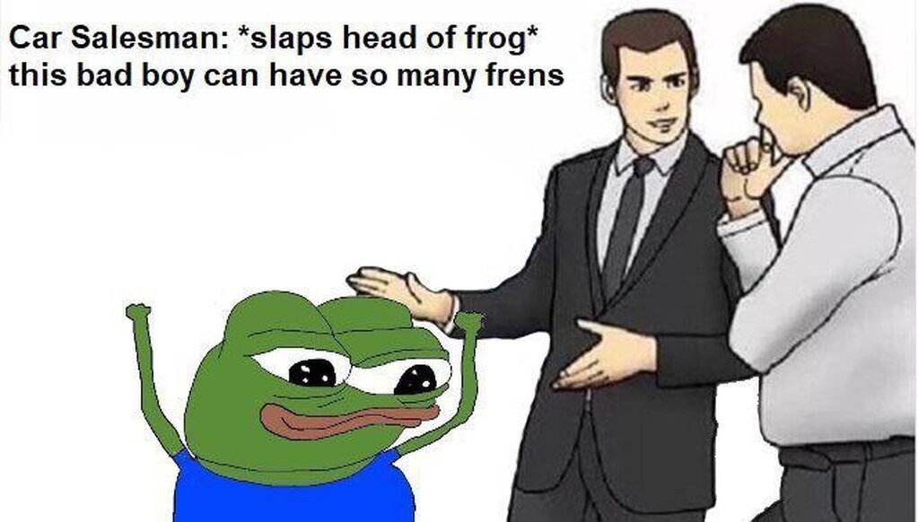 AI caption: the frog is a car salesman