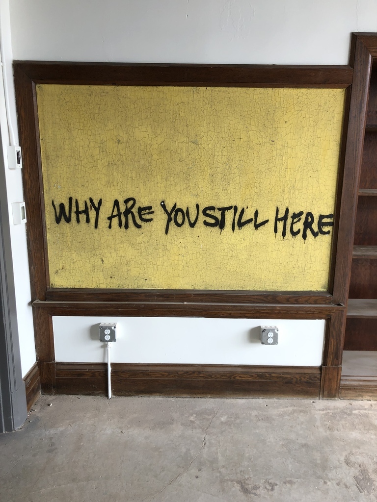 AI caption: why are you still here?, graffiti