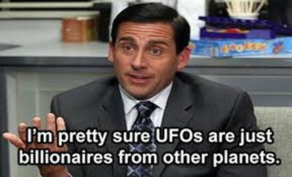 AI caption: a man in a suit and tie is talking about ufos, cartoon
