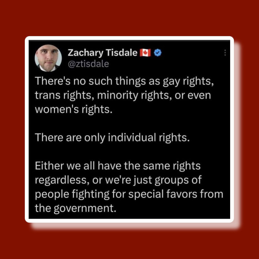 AI caption: a red background with a message that says there are no things as rights, transgender rights, minority rights, black and white