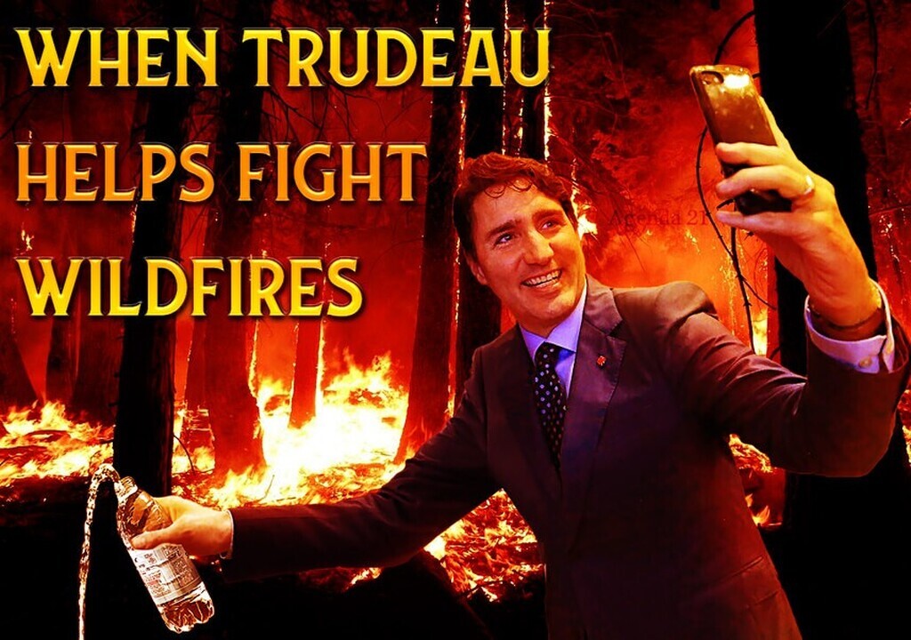 AI caption: when trudeau helps fight wildfires, a photo of a man holding a fire