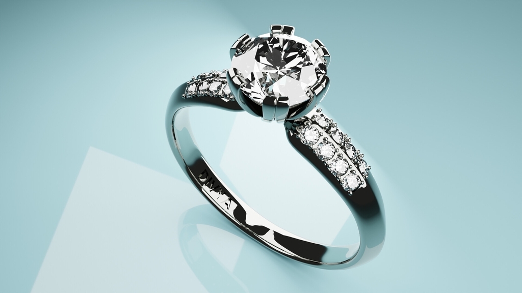AI caption: a diamond engagement ring with a round diamond, 3d