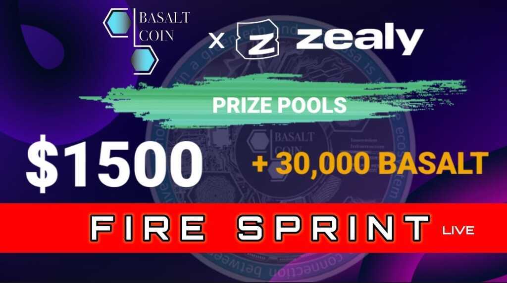 AI caption: a banner with the words zeally prize pools and fire sprint live, banner