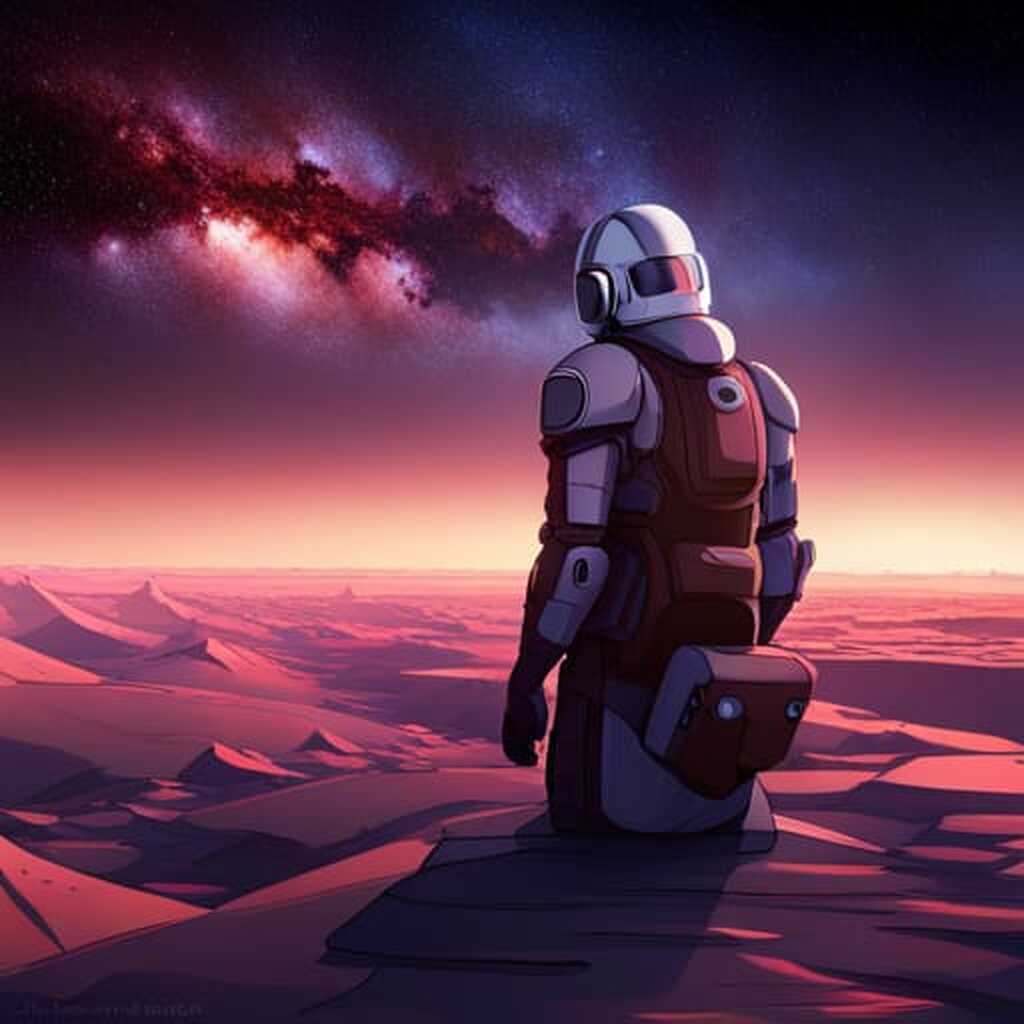 AI caption: a man in a spacesuit looking at the stars, anime