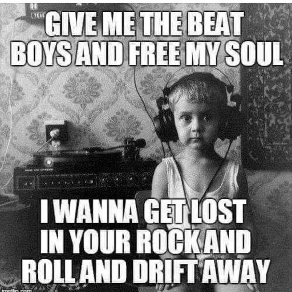 AI caption: a boy with headphones on and the text give me the beat boys my soul, cartoon