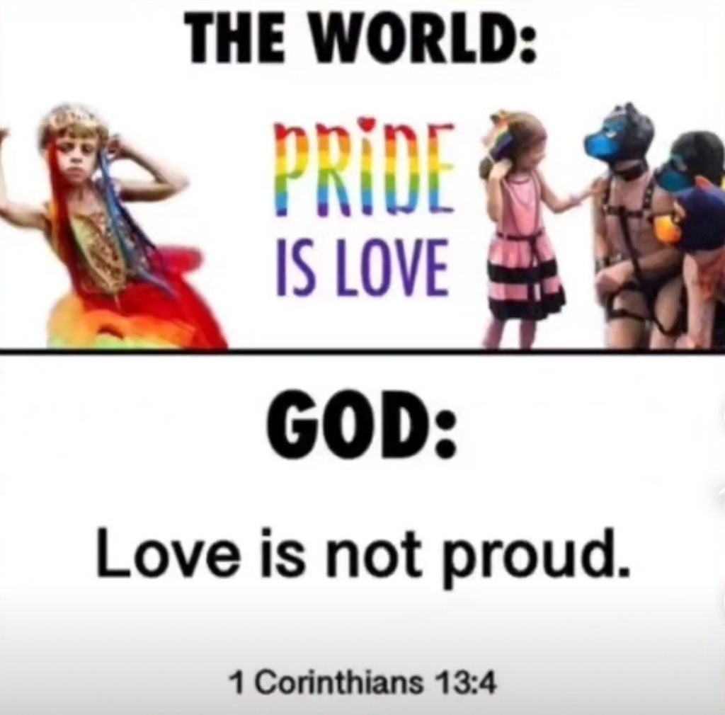 AI caption: the world pride is love god love is not proud, graphic design