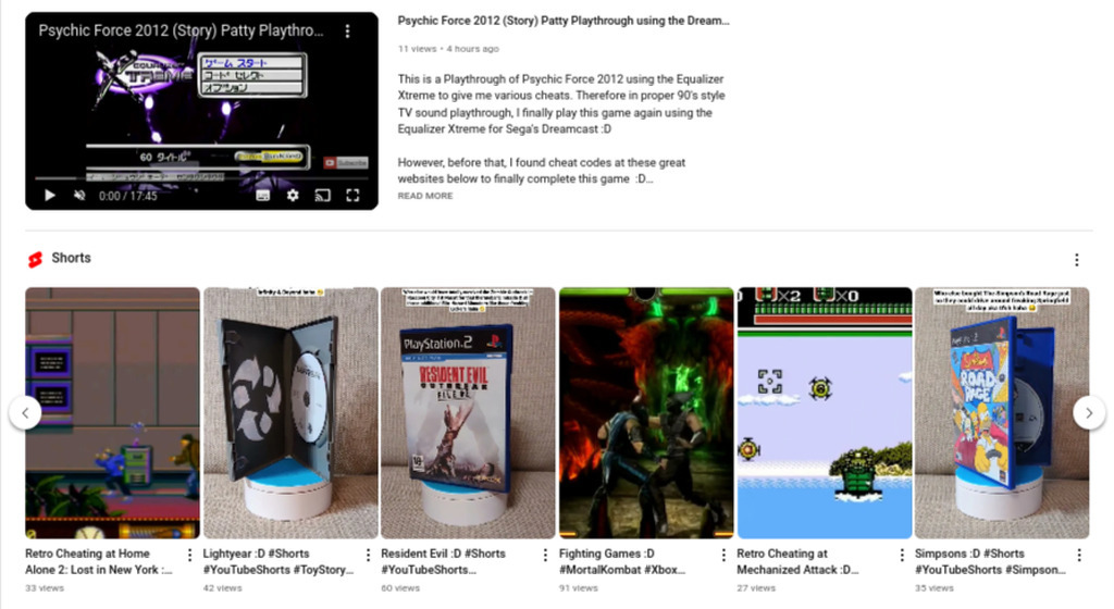 AI caption: a screenshot of a youtube page showing several video games, a screenshot of a website