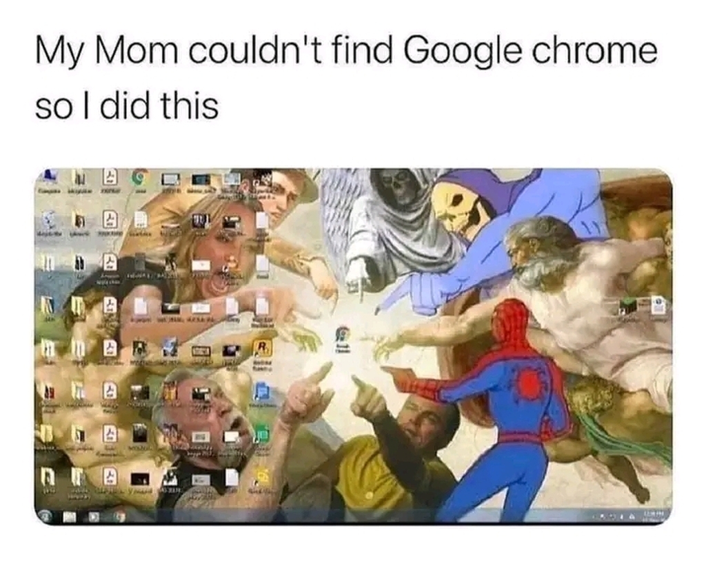 AI caption: mom couldn't find google chrome so did this, comic book