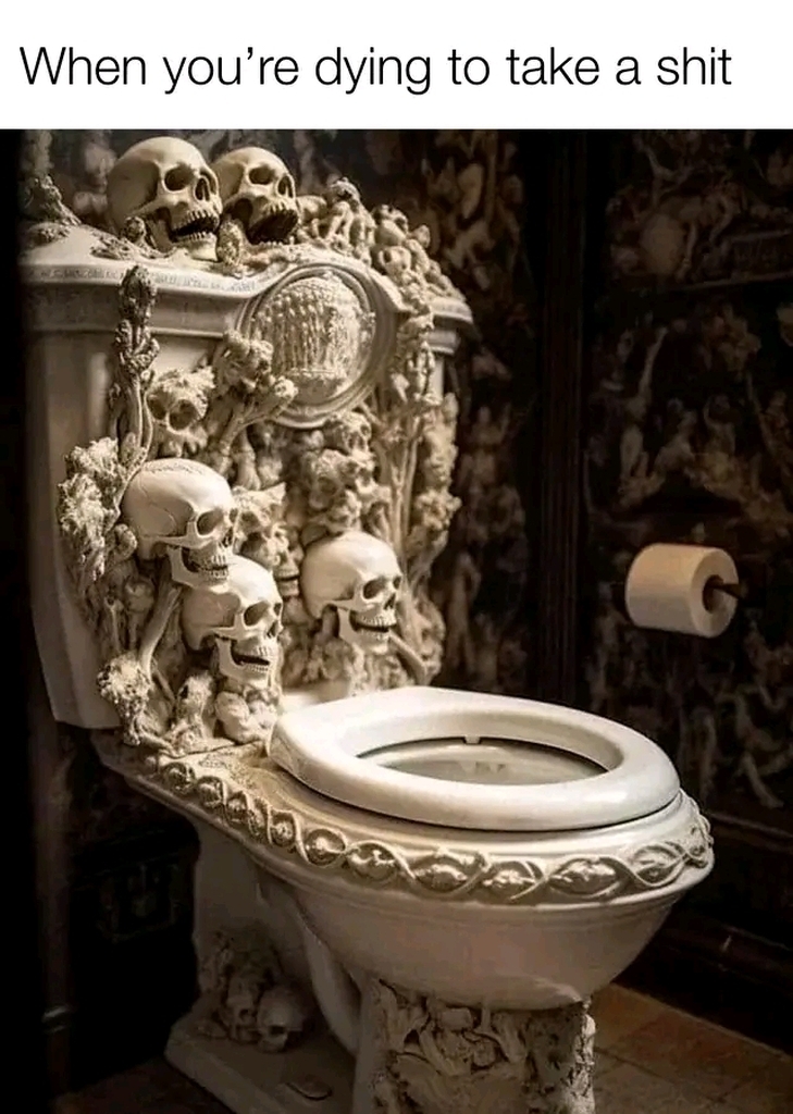 AI caption: a toilet with skulls on it, meme