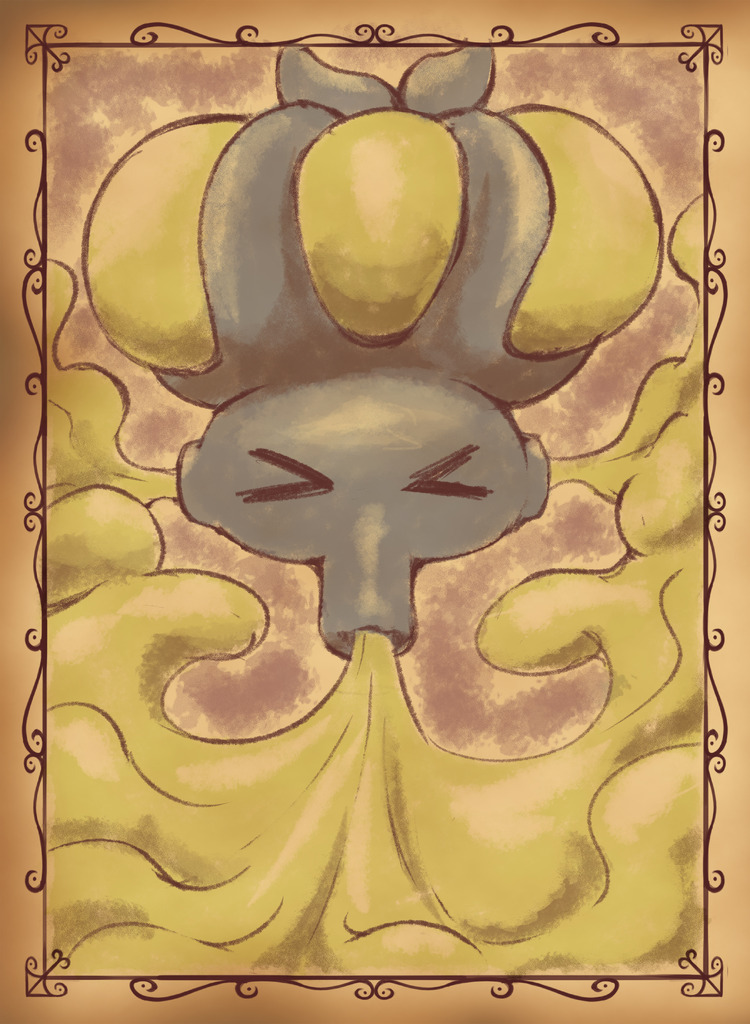 AI caption: a drawing of a yellow and brown monster with a yellow head, cartoon