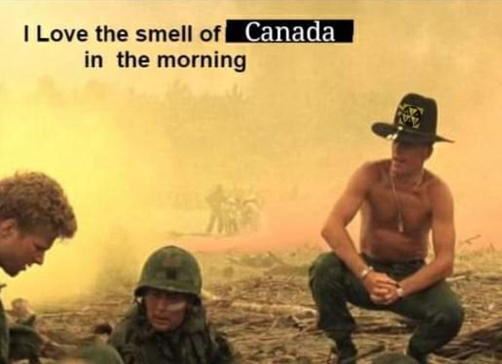 AI caption: i love the smell of canada in the morning, meme