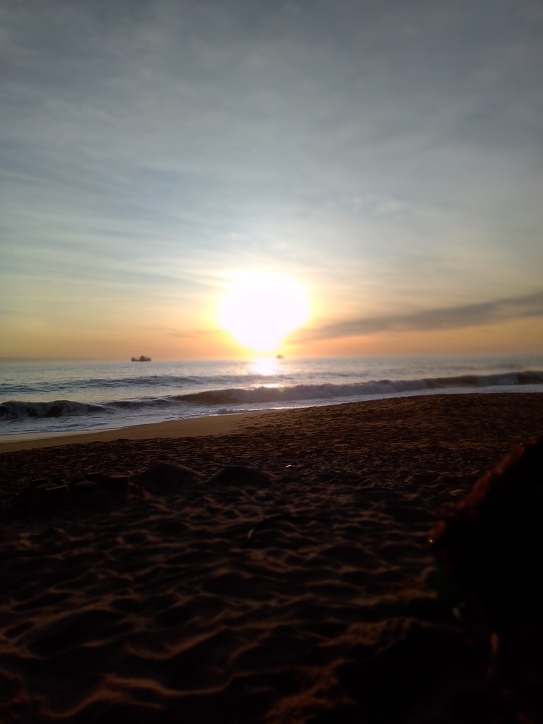 AI caption: a person is sitting on the beach and watching the sun set, black and white