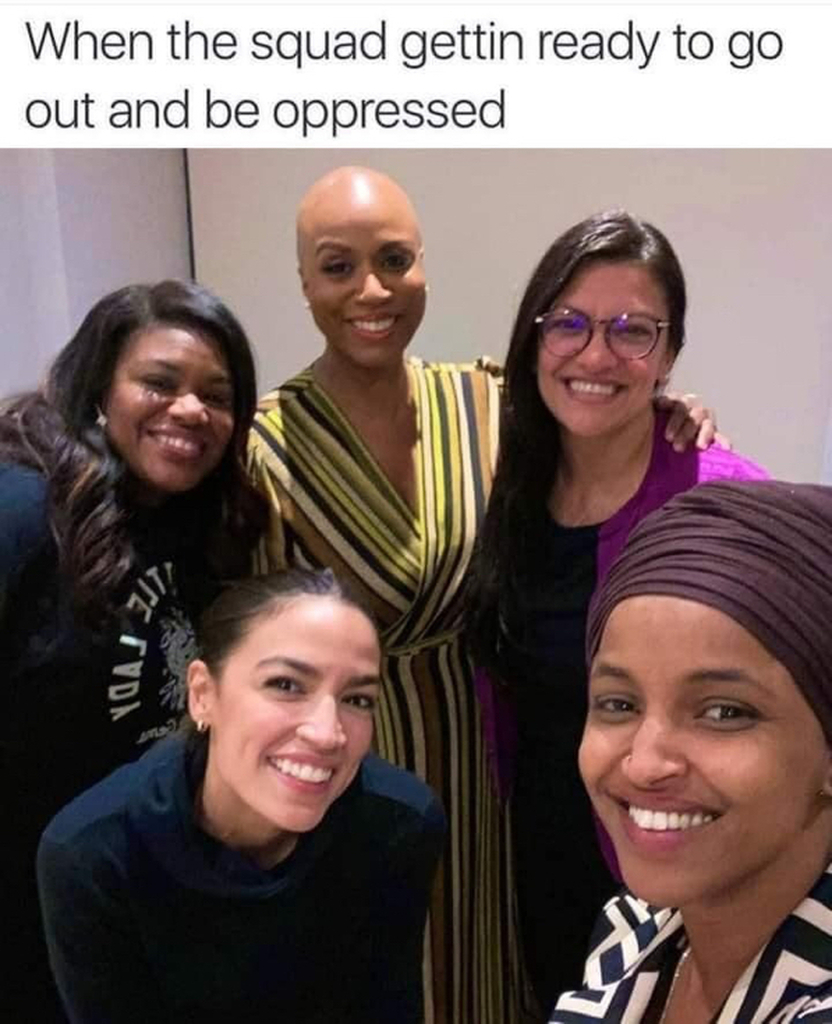 AI caption: four women are smiling and texting when the squad getting ready to go out and be, portrait