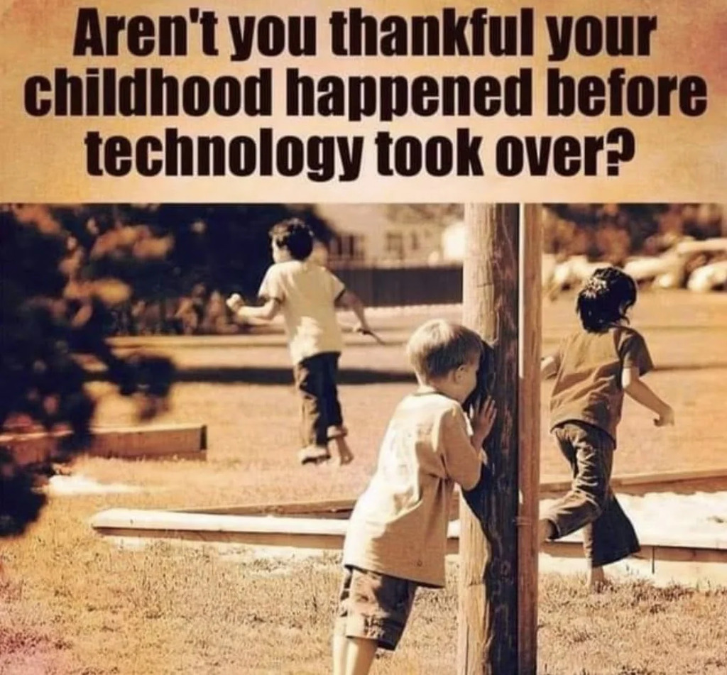 AI caption: aren't you thankful your childhood happened before technology took over, cartoon
