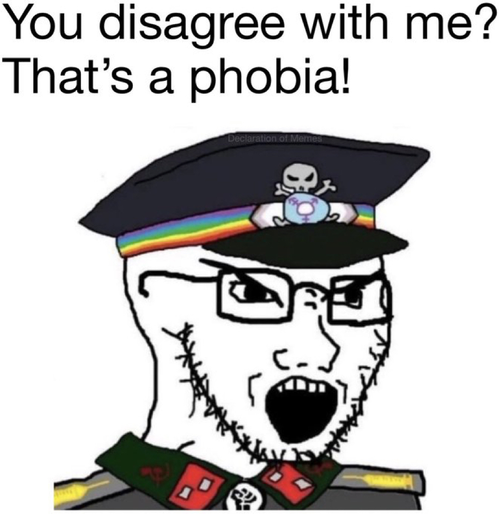 AI caption: a man in a uniform with glasses and a hat that says you disagree with me that's a phoia, meme