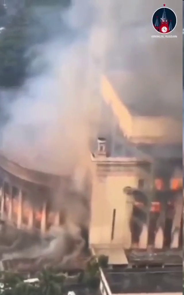 AI caption: a fire is seen from the top of a building, aerial