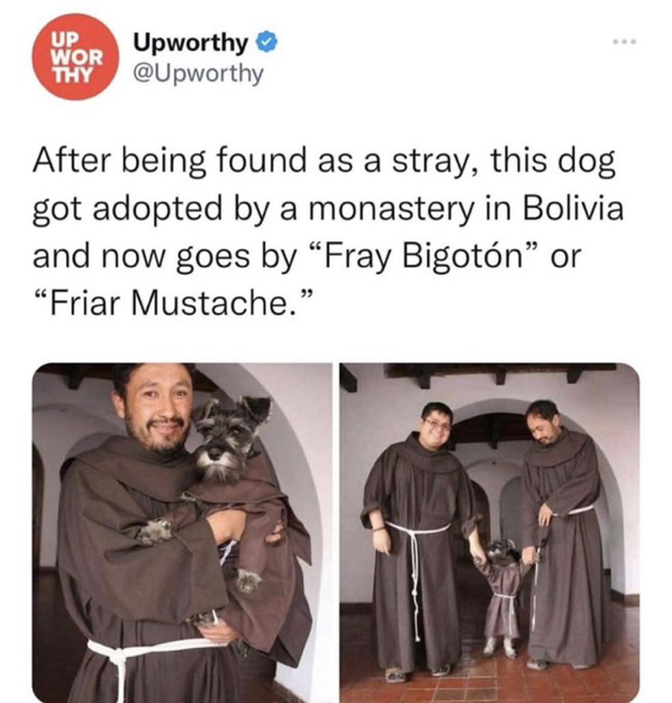 AI caption: a man with a dog and a mustache, a black and white image