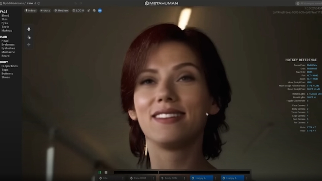AI caption: a woman is smiling in a video editor, portrait