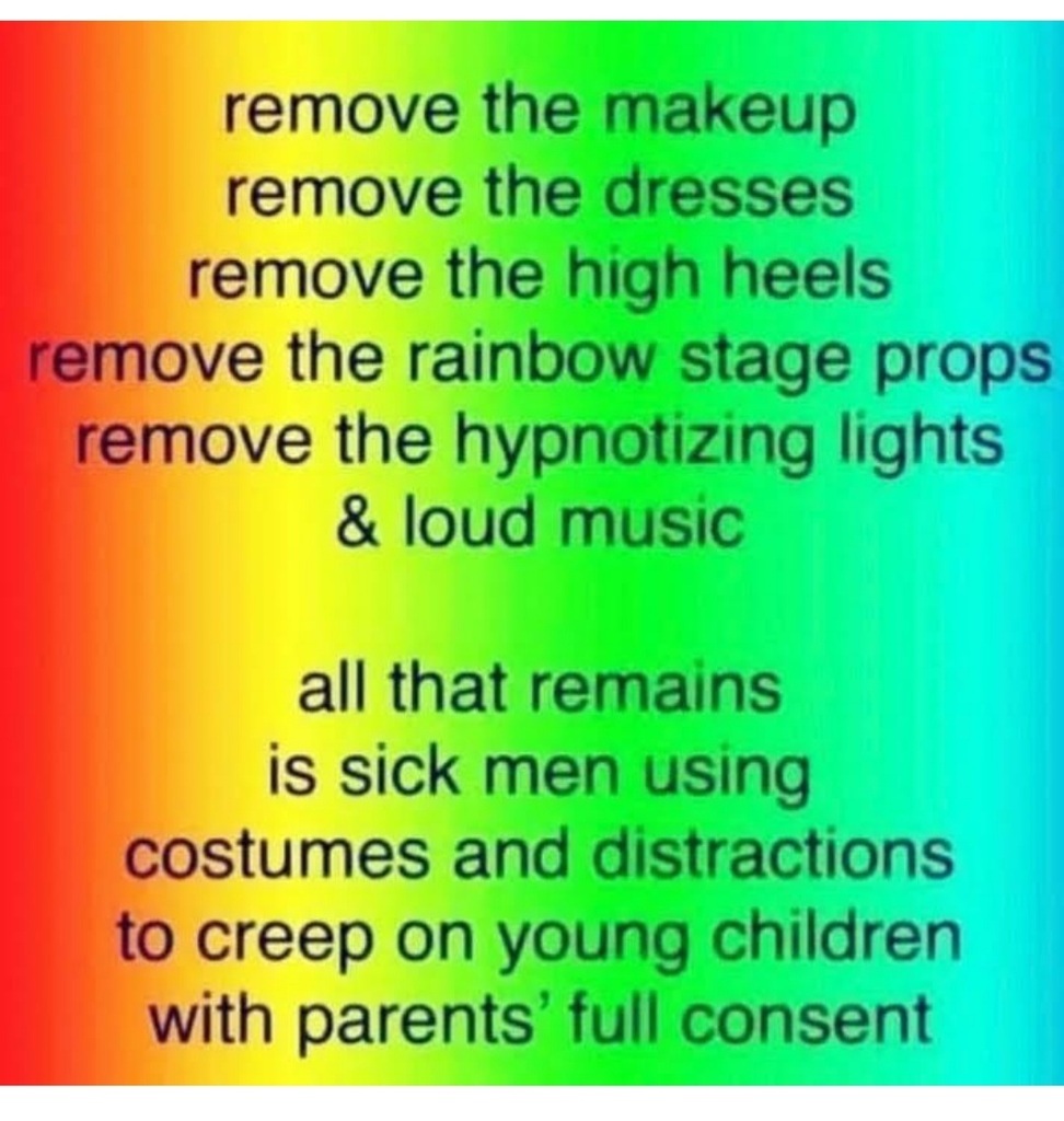 AI caption: rainbow party poster with the words remove the makeup remove the dresses remove the high heels, rainbow