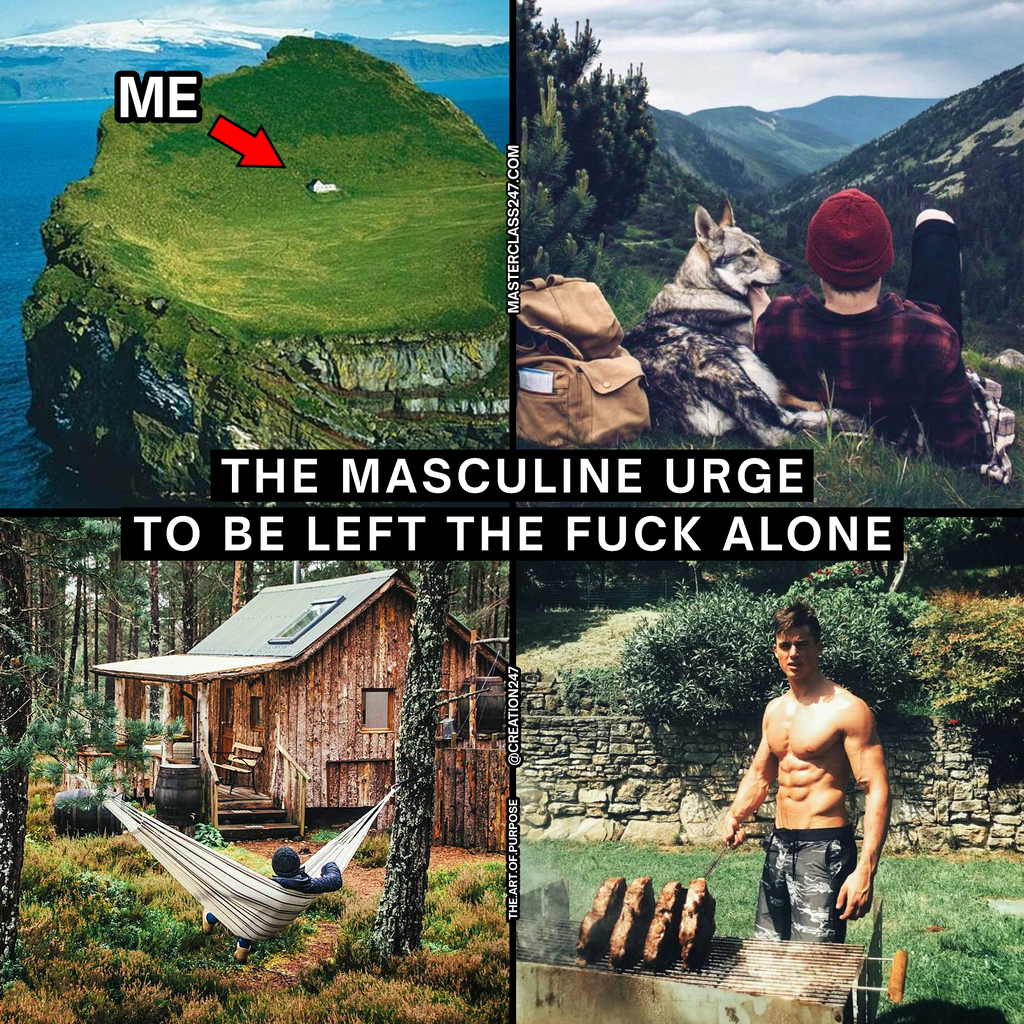 AI caption: the masculine urge to be left the fuck alone, collage