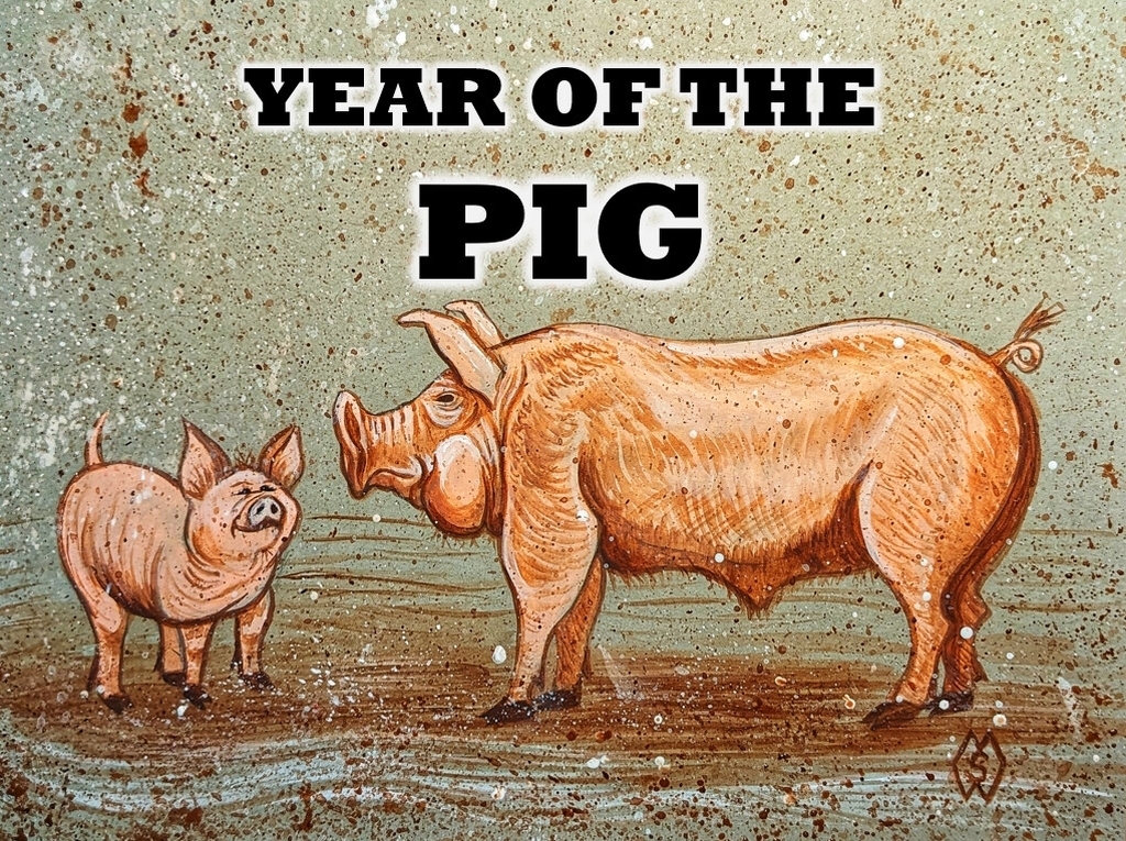 AI caption: year of the pig, cartoon