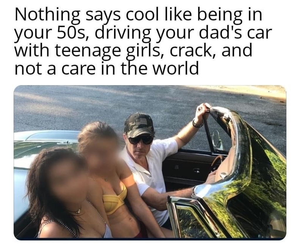 AI caption: nothing says cool being in your 50's driving your dad's car teenage girls crack, not in the care, it is a comic