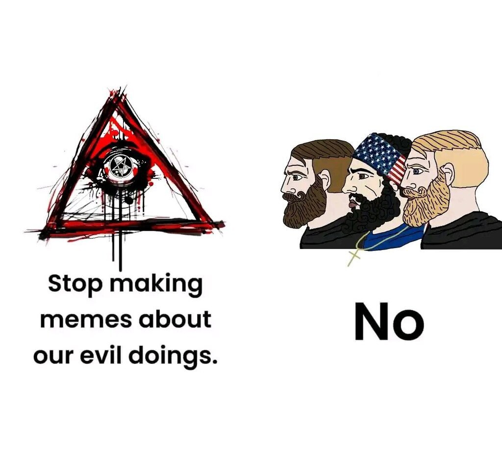 AI caption: stop making memes about evil doings, cartoon