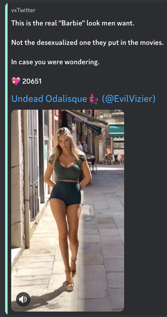 AI caption: a woman is walking down the street with a woman in a bikini, text
